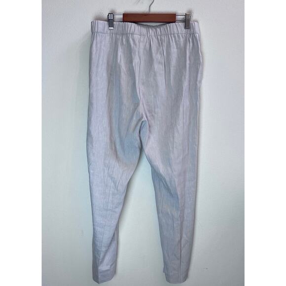 J. Jill Pant Trouser Linen Stretch Oatmeal Neutral Travel Beach Button Hem Small - Picture 2 of 8